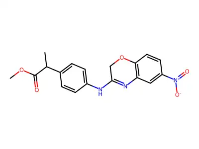 Methyl alpha-methyl-4-((6-nitro-2H-1,4-benzoxazin-3-yl)amino)benzeneacetate structure