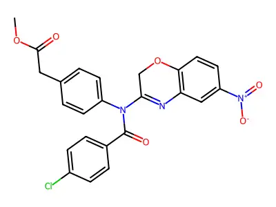 Benzeneacetic acid, 4-((4-chlorobenzoyl)(6-nitro-2H-1,4-benzoxazin-3-yl)amino)-, methyl ester structure