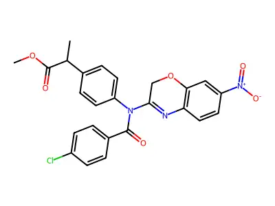 Methyl 4-(7-nitro-2H-1,4-benzoxazin-3-yl)-p-chlorobenzoylamino-alpha-methylphenylacetate structure