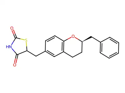 5-[(2-benzyl-3,4-dihydro-2H-chromen-6-yl)methyl]-1,3-thiazolidine-2,4-dione structure