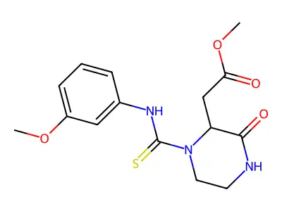 Methyl {1-[(3-methoxyphenyl)carbamothioyl]-3-oxopiperazin-2-yl}acetate structure