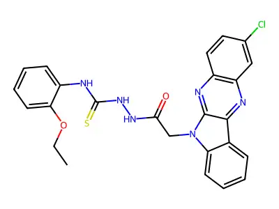 6H-Indolo(2,3-b)quinoxaline-6-acetic acid, 2-chloro-, 2-(((4-ethoxyphenyl)amino)thioxomethyl)hydrazide structure