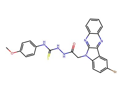 6H-Indolo(2,3-b)quinoxaline-6-acetic acid, 9-bromo-, 2-(((4-methoxyphenyl)amino)thioxomethyl)hydrazide structure