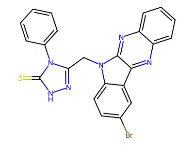 3H-1,2,4-Triazole-3-thione, 2,4-dihydro-5-((9-bromo-6H-indolo(2,3-b)quinoxalin-6-yl)methyl)-4-phenyl- structure