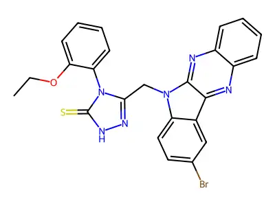 3H-1,2,4-Triazole-3-thione, 2,4-dihydro-5-((9-bromo-6H-indolo(2,3-b)quinoxalin-6-yl)methyl)-4-(2-ethoxyphenyl)- structure