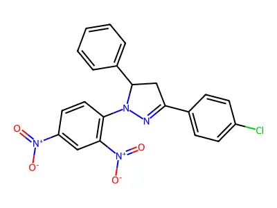 2-Pyrazoline, 3-(4-chlorophenyl)-1-(2,4-dinitrophenyl)-5-phenyl- structure