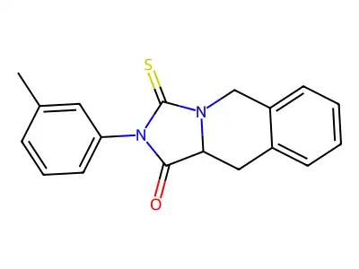 2-(3-methylphenyl)-3-sulfanylidene-10,10a-dihydro-5H-imidazo[1,5-b]isoquinolin-1-one structure