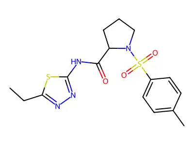 N-(5-ethyl-1,3,4-thiadiazol-2-yl)-1-(4-methylphenyl)sulfonylpyrrolidine-2-carboxamide structure