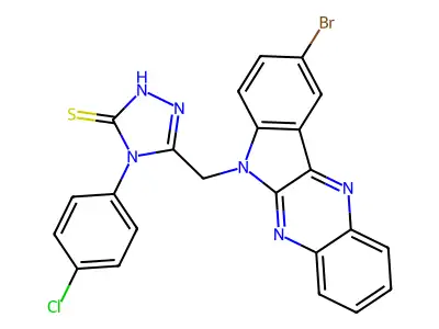 3H-1,2,4-Triazole-3-thione, 2,4-dihydro-5-((9-bromo-6H-indolo(2,3-b)quinoxalin-6-yl)methyl)-4-(4-chlorophenyl)- structure