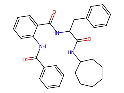 2-benzamido-N-[1-(cycloheptylamino)-1-oxo-3-phenylpropan-2-yl]benzamide structure