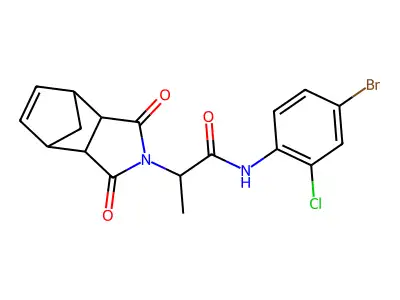 N-(4-bromo-2-chlorophenyl)-2-(1,3-dioxo-1,3,3a,4,7,7a-hexahydro-2H-4,7-methanoisoindol-2-yl)propanamide structure