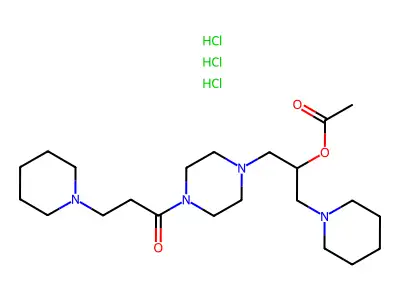 1-(3-Piperidinopropionyl)-4-(2-acetyloxy-3-piperidinopropyl)piperazine trihydrochloride structure
