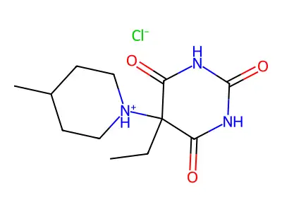 Barbituric acid, 5-ethyl-5-(4-methylpiperidino)-, hydrochloride structure