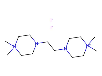 4,4'-(Ethane-1,2-diyl)bis(1,1-dimethylpiperazin-1-ium) diiodide structure