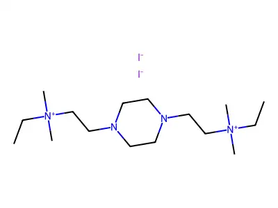 Ammonium, (1,4-piperazinediyldiethylene)bis(ethyldimethyl-, diiodide structure