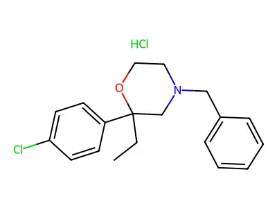 4-Benzyl-2-(4-chlorophenyl)-2-ethylmorpholine--hydrogen chloride (1/1) structure