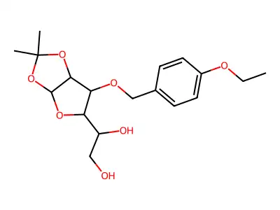 1-(6-((4-ethoxybenzyl)oxy)-2,2-dimethyltetrahydrofuro[2,3-d][1,3]dioxol-5-yl)ethane-1,2-diol structure