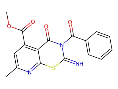 2H-Pyrido(3,2-e)(1,3)thiazine-5-carboxylic acid, 3,4-dihydro-3-benzoyl-2-imino-7-methyl-4-oxo-, methyl ester structure