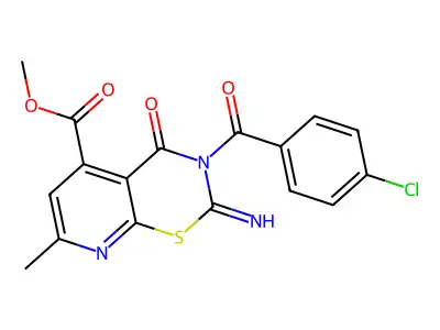 2H-Pyrido(3,2-e)-1,3-thiazine-5-carboxylic acid, 3,4-dihydro-3-(4-chlorobenzoyl)-2-imino-7-methyl-4-oxo-, methyl ester structure