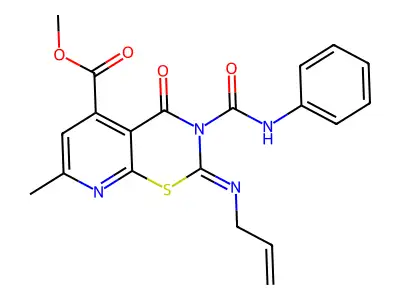 2H-Pyrido(3,2-e)(1,3)thiazine-5-carboxylic acid, 3,4-dihydro-2-(allylimino)-7-methyl-4-oxo-3-(phenylcarbamoyl)-, methyl ester structure