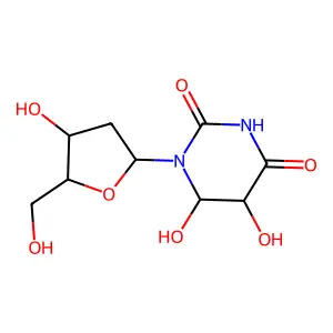 5,6-Dihydroxy-5,6-dihydro-2'-deoxyuridine structure