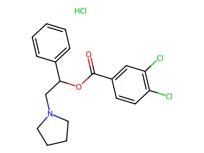 1-Phenyl-2-(pyrrolidin-1-yl)ethyl 3,4-dichlorobenzoate--hydrogen chloride (1/1) structure