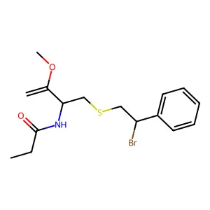 N-Acetyl-S-(2-bromo-2-phenylethyl)-L-cysteine methyl ester structure