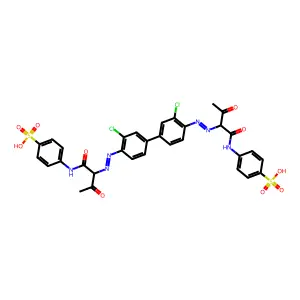 4,4   -[(3,3   -Dichloro[1,1   -biphenyl]-4,4   -diyl)bis[azo(2-acetyl-1-oxo-2,1-ethanediyl)imino]]bis(benzenesulfonic acid) structure