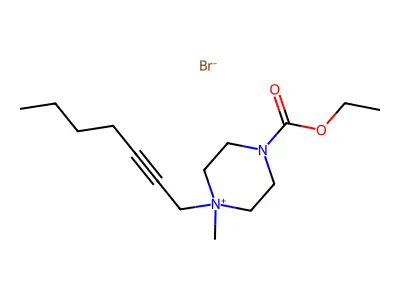 Piperazinium, 4-carboxy-1-(2-heptynyl)-1-methyl-, bromide, ethyl ester structure