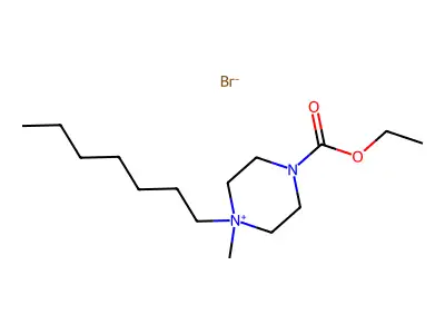 4-(Ethoxycarbonyl)-1-heptyl-1-methylpiperazin-1-ium bromide structure