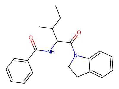 N-[1-(2,3-dihydro-1H-indol-1-yl)-3-methyl-1-oxopentan-2-yl]benzamide structure