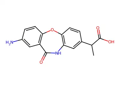 10,11-Dihydro-2-amino-alpha-methyl-11-oxodibenz(b,f)(1,4)oxazepine-8-acetic acid structure