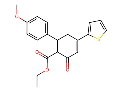 Ethyl 6-(4-methoxyphenyl)-2-oxo-4-(thiophen-2-yl)cyclohex-3-ene-1-carboxylate structure