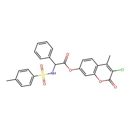 (3-chloro-4-methyl-2-oxochromen-7-yl) 2-[(4-methylphenyl)sulfonylamino]-2-phenylacetate structure