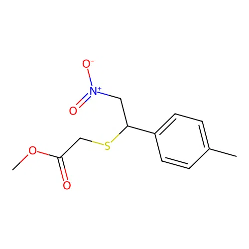 Methyl 2-[1-(4-methylphenyl)-2-nitroethyl]sulfanylacetate structure