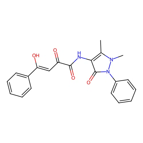 (Z)-N-(1,5-dimethyl-3-oxo-2-phenylpyrazol-4-yl)-4-hydroxy-2-oxo-4-phenylbut-3-enamide structure