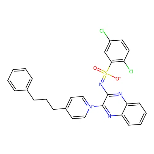 (2,5-dichlorophenyl)sulfonyl-[3-[4-(3-phenylpropyl)pyridin-1-yl]quinoxalin-2-yl]azanide structure