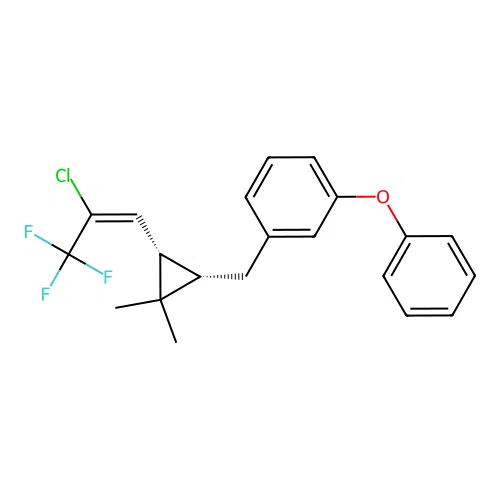 Benzene, 1-((3-(2-chloro-3,3,3-trifluoro-1-propenyl)-2,2-dimethylcyclopropyl)methyl)-3-phenoxy-, (1alpha,3alpha(E))- structure