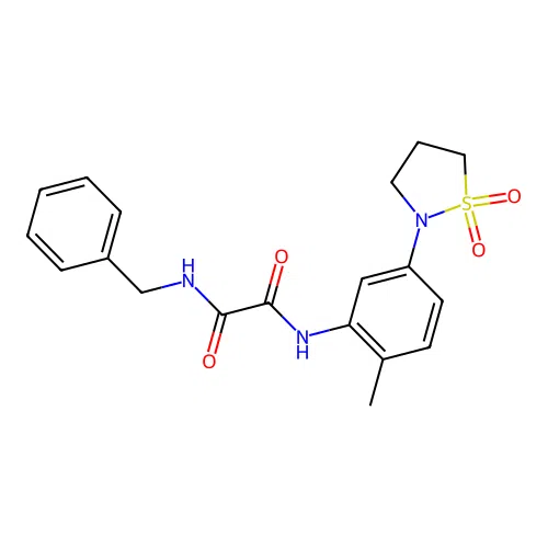 N1-benzyl-N2-(5-(1,1-dioxidoisothiazolidin-2-yl)-2-methylphenyl)oxalamide structure