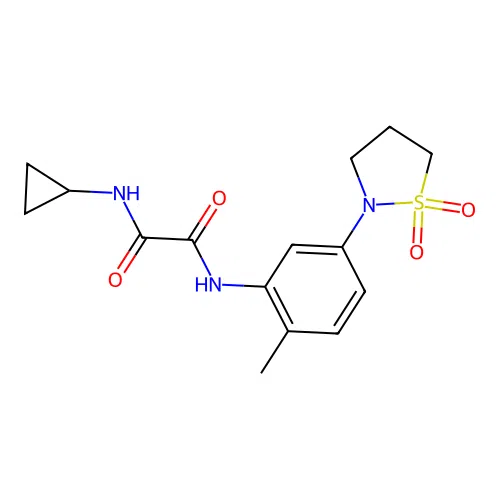 N1-cyclopropyl-N2-(5-(1,1-dioxidoisothiazolidin-2-yl)-2-methylphenyl)oxalamide structure