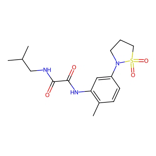 N1-(5-(1,1-dioxidoisothiazolidin-2-yl)-2-methylphenyl)-N2-isobutyloxalamide structure