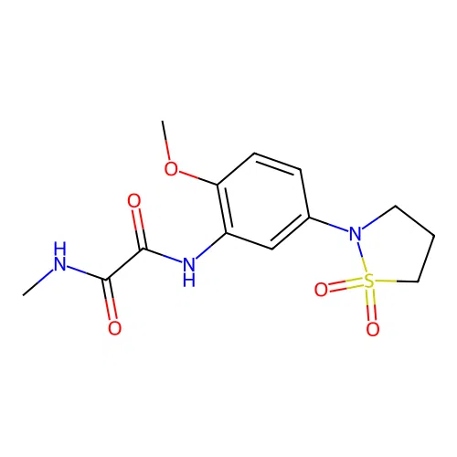 N1-(5-(1,1-dioxidoisothiazolidin-2-yl)-2-methoxyphenyl)-N2-methyloxalamide structure