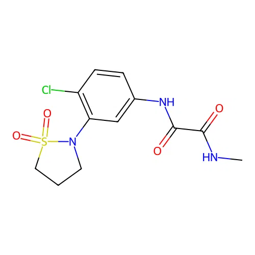 N1-(4-chloro-3-(1,1-dioxidoisothiazolidin-2-yl)phenyl)-N2-methyloxalamide structure