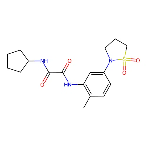 N1-cyclopentyl-N2-(5-(1,1-dioxidoisothiazolidin-2-yl)-2-methylphenyl)oxalamide structure