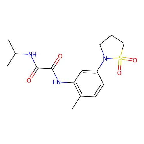 N-[5-(1,1-dioxo-1,2-thiazolidin-2-yl)-2-methylphenyl]-N'-propan-2-yloxamide structure