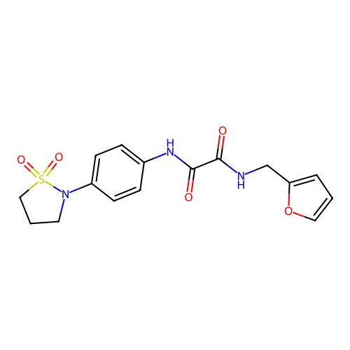 N1-(4-(1,1-dioxidoisothiazolidin-2-yl)phenyl)-N2-(furan-2-ylmethyl)oxalamide structure
