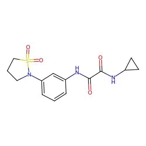 N1-cyclopropyl-N2-(3-(1,1-dioxidoisothiazolidin-2-yl)phenyl)oxalamide structure