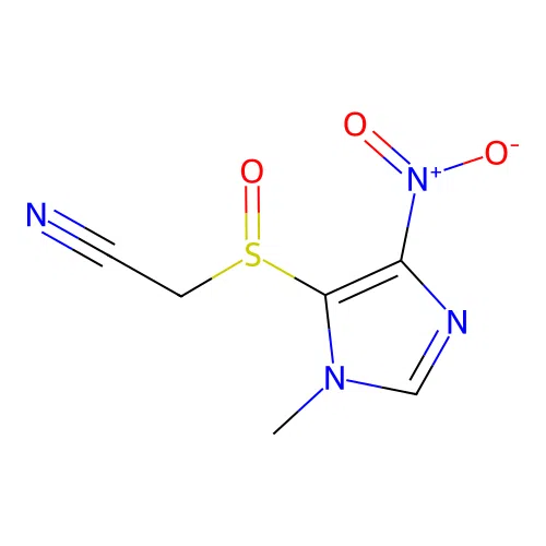 [(1-methyl-4-nitro-1H-imidazol-5-yl)sulfinyl]acetonitrile structure