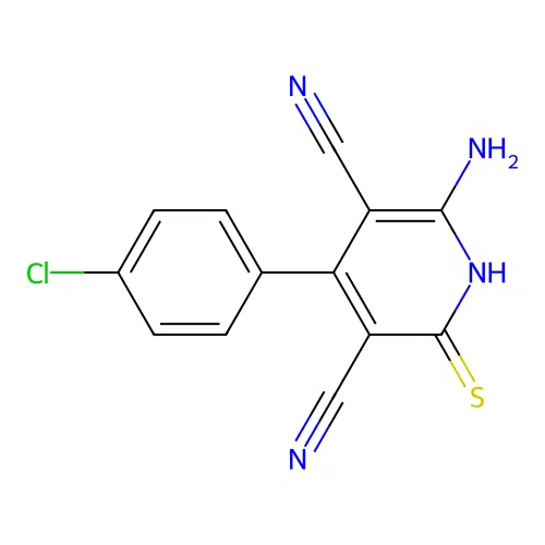 6-Amino-4-(4-chlorophenyl)-2-thioxo-1,2-dihydropyridine-3,5-dicarbonitrile structure