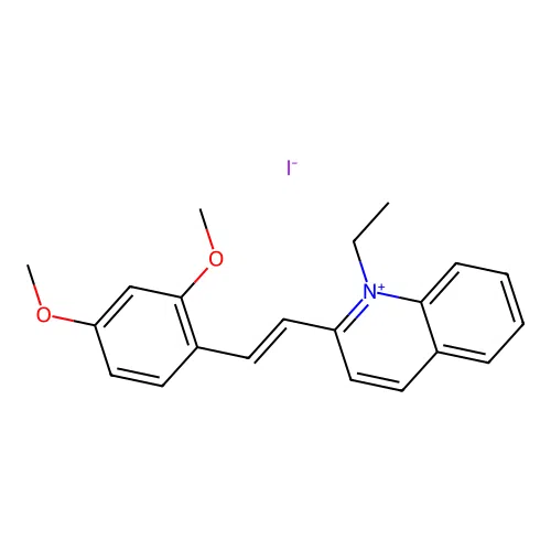 Quinolinium, 2-(2-(2,4-dimethoxyphenyl)ethenyl)-1-ethyl-, iodide structure